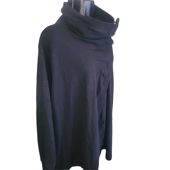 Nola Asymmetrical Black Wrap Style High Neck Cardigan Sweater 3X - Picture 2 of 7